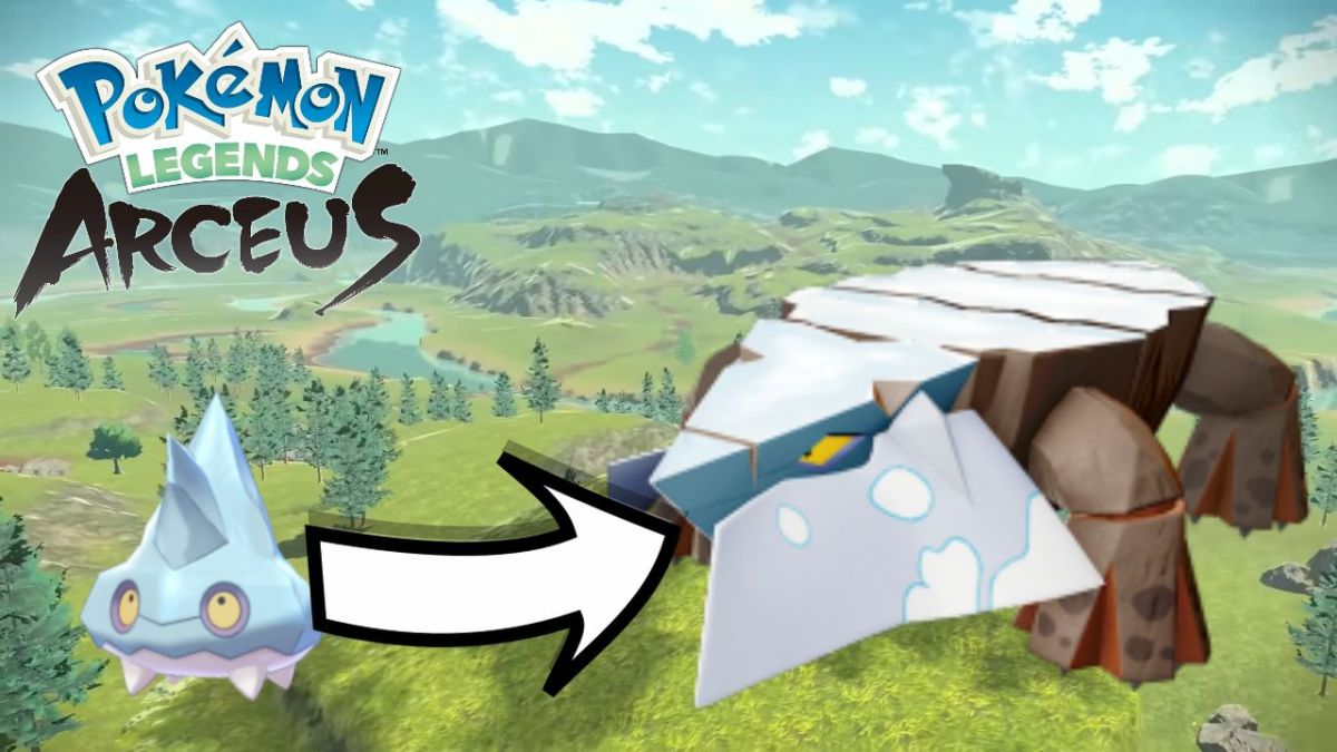 Pokemon Legends Arceus evolve Bergmite into Avalugg